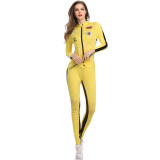 Sexy Halloween Yellow Tight Zipper Print Jumpsuit
