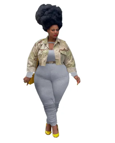Gray Plus Size Off Shoulder Bodycon Sexy Jumpsuit