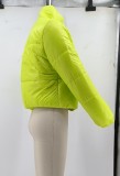 Green Zipped Up Long Sleeve Turtleneck Short Bread Jacket