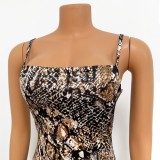 Casual Leopard Print Cami Long Dress