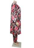 Plus Size Floral Bandeau Crop Top and Pants with Long Cardigan Three Piece Set