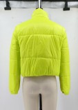Green Zipped Up Long Sleeve Turtleneck Short Bread Jacket