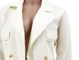 White Long Sleeve Turndown Collar Blazer and Pant Two Piece Set