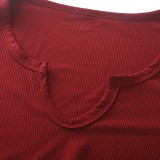 Red Long Sleeve Mini Skinny Dress