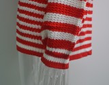 Red Striped Button Up Long Sleeves Loose knitted Cardigan