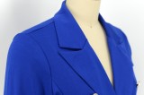 Gold Button Blue Long Sleeve TurnDown Collar Blazer