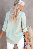 Green Pocket Button Up Long Sleeves Blouse