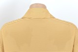 Kahaki Pinstripe TurnDown Collar Button Open Long Blouse Dress