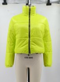 Green Zipped Up Long Sleeve Turtleneck Short Bread Jacket