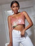 Pink Shiny Chains Tank Crop Top