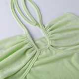 Light Green Long Sleeve Halter Slim Fit Mini dress