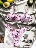 Butterfly Pink Push Up Cami Bikini Two Piece Set