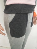 Contrast Color Zipped Up Long Sleeve Hoody Top and Pants Two Piece Set