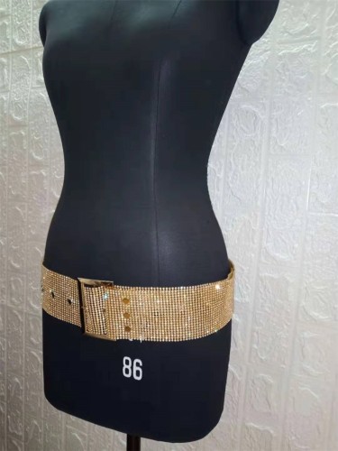 Shiny Gold Beaded Waist Belt