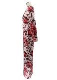 Leopard Print Long Sleeves O-Neck Midi Bodycon Dress