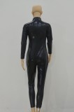 Black Zip Up Sexy Patent PU Leather Catsuit