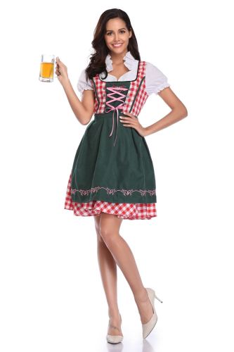 Plaid Female Maid Beer Girl Costume