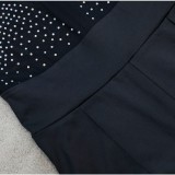 Black Beaded Midi Neck Cap Sleeve Fringe Jumpsuit