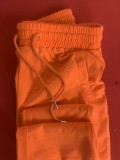 Orange Sleeveless Crop Top and Drawstring Pants Two Piece Set