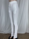 White Sleeveless Crop Top and Drawstring Pants Two Piece Set