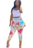 Paints Print Drawstring Hoody Top and Pants Two Piece Set