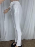White Sleeveless Crop Top and Drawstring Pants Two Piece Set