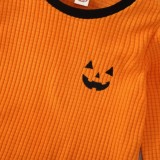 Kids Girl Orange Halloween O-Neck Shirt