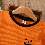 Kids Girl Orange Halloween O-Neck Shirt