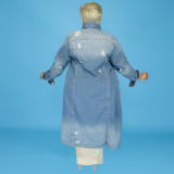 Plus Size Light Blue Denim Long Coat