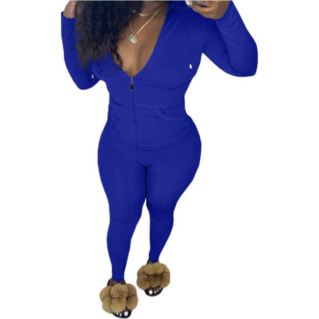 Royal Blue Fitted Blank Tracksuits