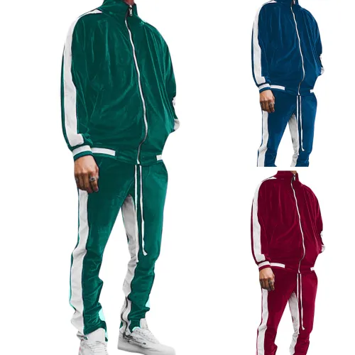 Blue Velvet Mens Color Block Tracksuit