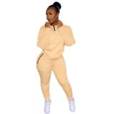 Yellow Casual 1/4 Zipper Tracksuit