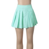 Cyan High Waist Mini Pleated Skirt