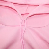 Pink Stacked Drawstring Hoody Top and Pants 2PCS Set