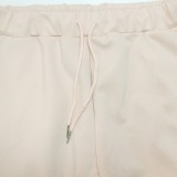 Apricot Stacked Drawstring Hoody Top and Pants 2PCS Set