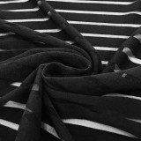Black Stripes See Through High Neck Slinky Jumpsuit