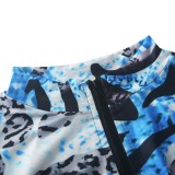 Leopard Print Zipper Up Midi Neck Crop Top and Mini Shorts Two Piece Set