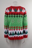 Christmas Trees Print O-Neck Green Long Sleeves Sweater