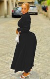Black Puff Sleeve High Neck Maxi Dress