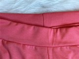 Peach Red Zip Long Sleeves Hoody Top and Pants Two Piece Set