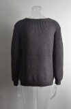Contrast Keyhole Long Sleeve O-Neck Sweater