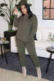 Green O-Neck Long Sleeve Top and Pants Two Piece Set