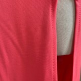 Red Off Shoulder Ruffles Sleeve Slit Maxi Fishtail Dress