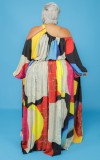 Plus Size Multicolor Print Irregular Collar Loose Maxi Dress