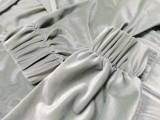Gray Velvet Zip Open Turndown Collar Top and Pants 2PCS Set