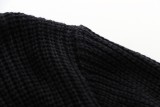 Black Button Open O-Neck Long Sleeves Sweater