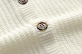 White Button Open O-Neck Long Sleeves Sweater