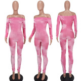 Pink Velour Off Shoulder Bodycon Jumpsuit