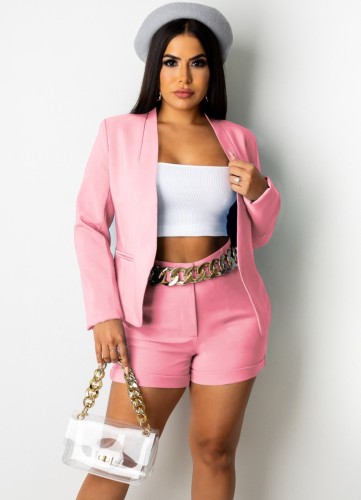 Office Pink Blazer and Shorts 2 Piece Suit