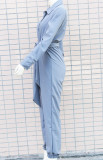 Solid Button Up Blouse Jumpsuit with Belt